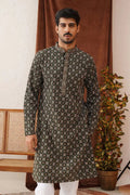 Olive Viscose Rayon Embroidered Designer Kurta Pajama Set - Traditional Wear VA