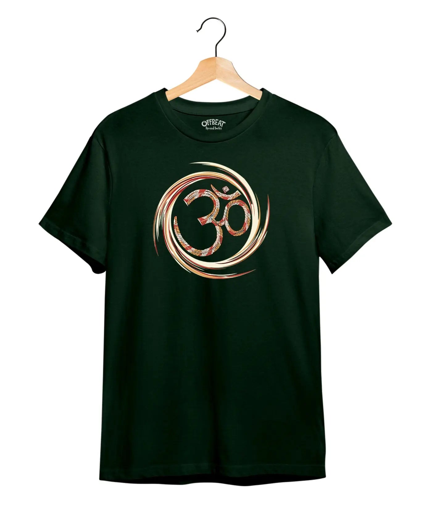 "Om Art" Printed T-Shirt – Premium Round Neck - Red and Bottle Green - 100% Cotton Offbeat