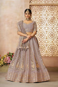 Onion Color Brocade bridal  Lehenga with Banarasi Patches & Zari Panel Work KSR