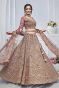 Onion Pink Heavy Embroidered Bridal Lehenga with Mirror & Zari Detailing KSR