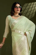 Delicate Pista Green Soft Silk Light Weight Saree Golden Border PR