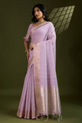 Delicate Purple Soft Silk Light Weight Saree Golden Border PR