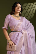 Delicate Purple Soft Silk Light Weight Saree Golden Border PR