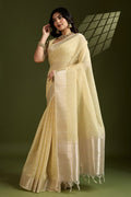 Delicate Yellow Soft Silk Light Weight Saree Golden Border PR