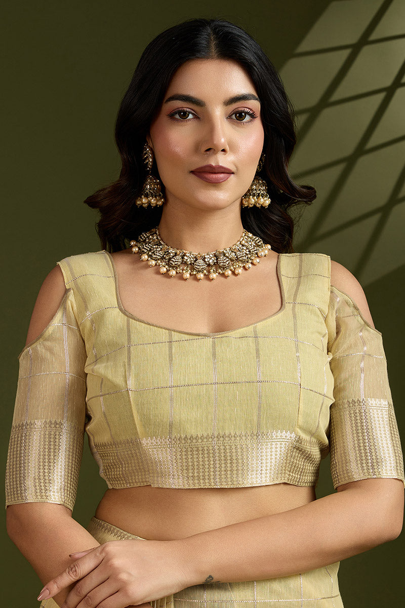 Delicate Yellow Soft Silk Light Weight Saree Golden Border PR