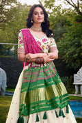 Designer Ivory Floral Lehenga Set with Plum Silk Dupatta PR