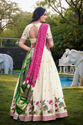 Designer Ivory Floral Lehenga Set with Plum Silk Dupatta PR