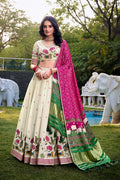 Designer Ivory Floral Lehenga Set with Plum Silk Dupatta PR