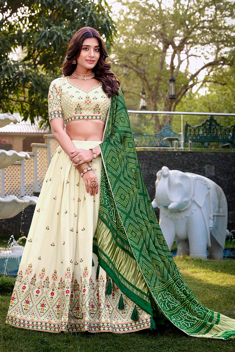 Elegant Ivory Embroidered Lehenga for Weddings & Festive Wear PR