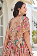 Patchwork Pastel Embroidered Lehenga Set with Cape-style Dupatta PR