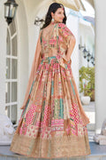 Patchwork Pastel Embroidered Lehenga Set with Cape-style Dupatta PR