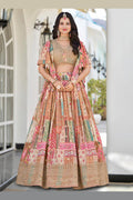Patchwork Pastel Embroidered Lehenga Set with Cape-style Dupatta PR
