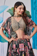 Designer Printed Embroidered Black Lehenga Set for Festivals PR