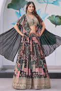 Designer Printed Embroidered Black Lehenga Set for Festivals PR