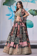 Designer Printed Embroidered Black Lehenga Set for Festivals PR