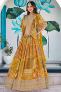 Yellow Printed Lehenga for Mehendi, Sangeet & Festive Functions PR