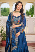 Party & Reception Wear Designer Embroidered Rama Blue Leheng PR