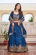 Party & Reception Wear Designer Embroidered Rama Blue Leheng PR
