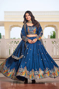 Party & Reception Wear Designer Embroidered Rama Blue Leheng PR