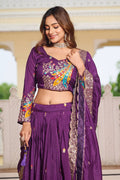Festive Designer Lehenga – Purple Embroidery Work PR