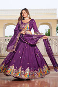 Festive Designer Lehenga – Purple Embroidery Work PR