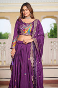 Festive Designer Lehenga – Purple Embroidery Work PR