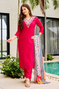 Red & WhiteEmbroidered Kurta Set with Dupatta | Elegant Festive Wear UK PR