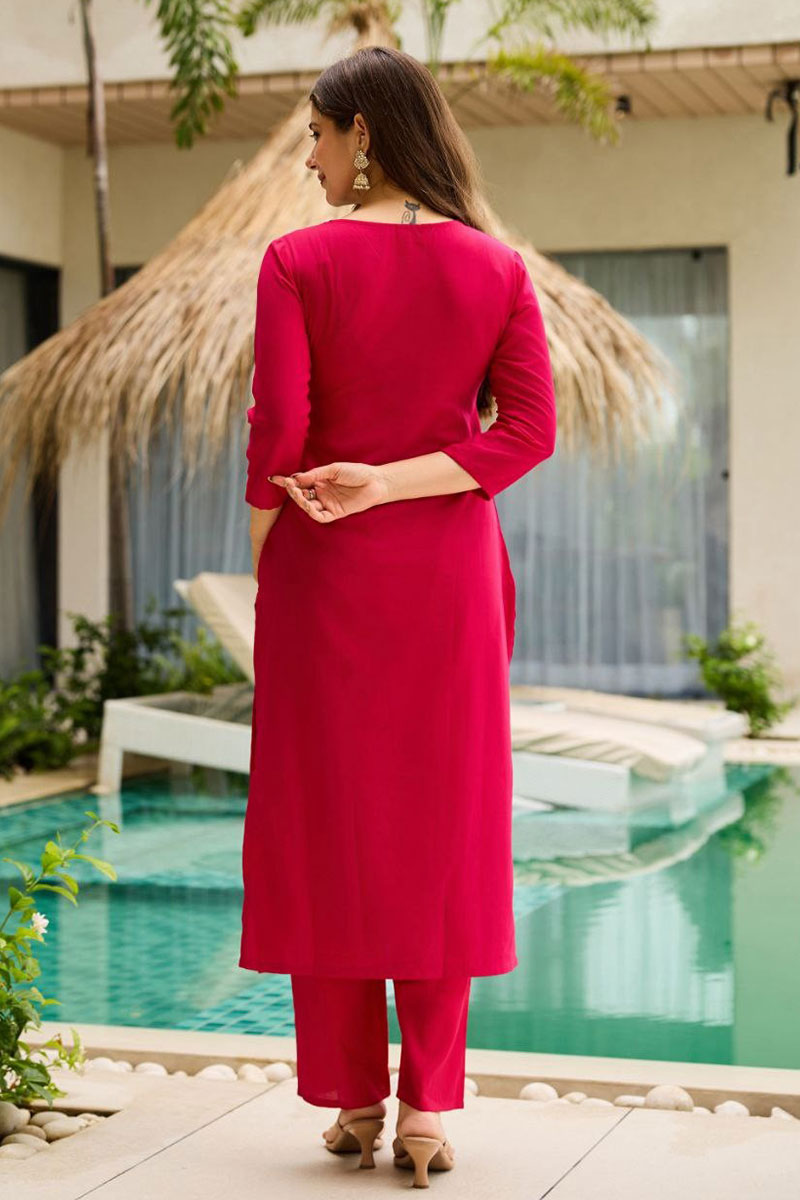 Red & WhiteEmbroidered Kurta Set with Dupatta | Elegant Festive Wear UK PR