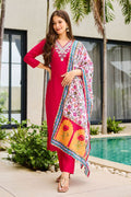 Red & WhiteEmbroidered Kurta Set with Dupatta | Elegant Festive Wear UK PR