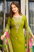 Green Embroidered Kurta Set with Dupatta | Elegant Festive Wear UK PR