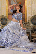 White & Blue Soft Net Lehenga with Sequins & Pearl Embroidery PR