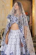 White & Blue Soft Net Lehenga with Sequins & Pearl Embroidery PR