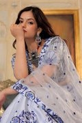 White & Blue Soft Net Lehenga with Sequins & Pearl Embroidery PR