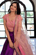 Purple Soft Net Lehenga with Sequins & Pearl Embroidery PR