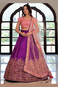 Purple Soft Net Lehenga with Sequins & Pearl Embroidery PR