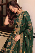 Dark Green Soft Net Lehenga with Sequins & Pearl Embroidery PR