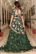 Dark Green Soft Net Lehenga with Sequins & Pearl Embroidery PR