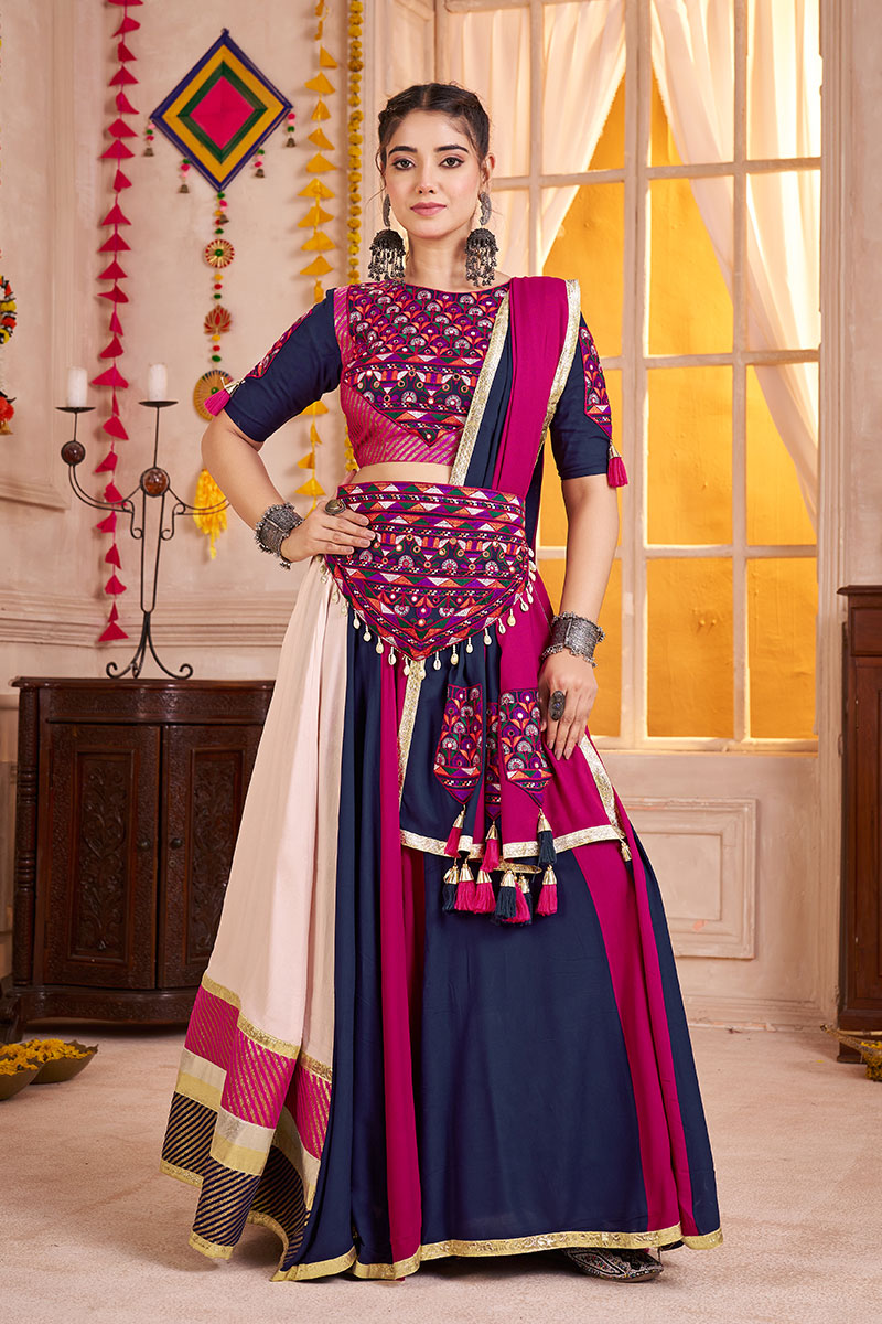 Traditional Mirror-Work Lehenga Choli – Multi Colour Kutchi Embroidered Ensemble PR