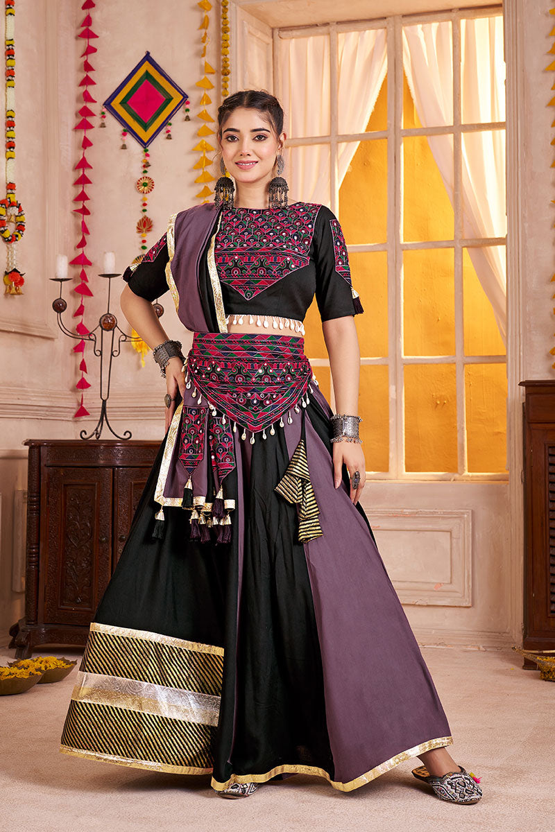 Multi Colour Festive Twirl Lehenga – Kutchi Embroidery and Mirror-Work Choli PR