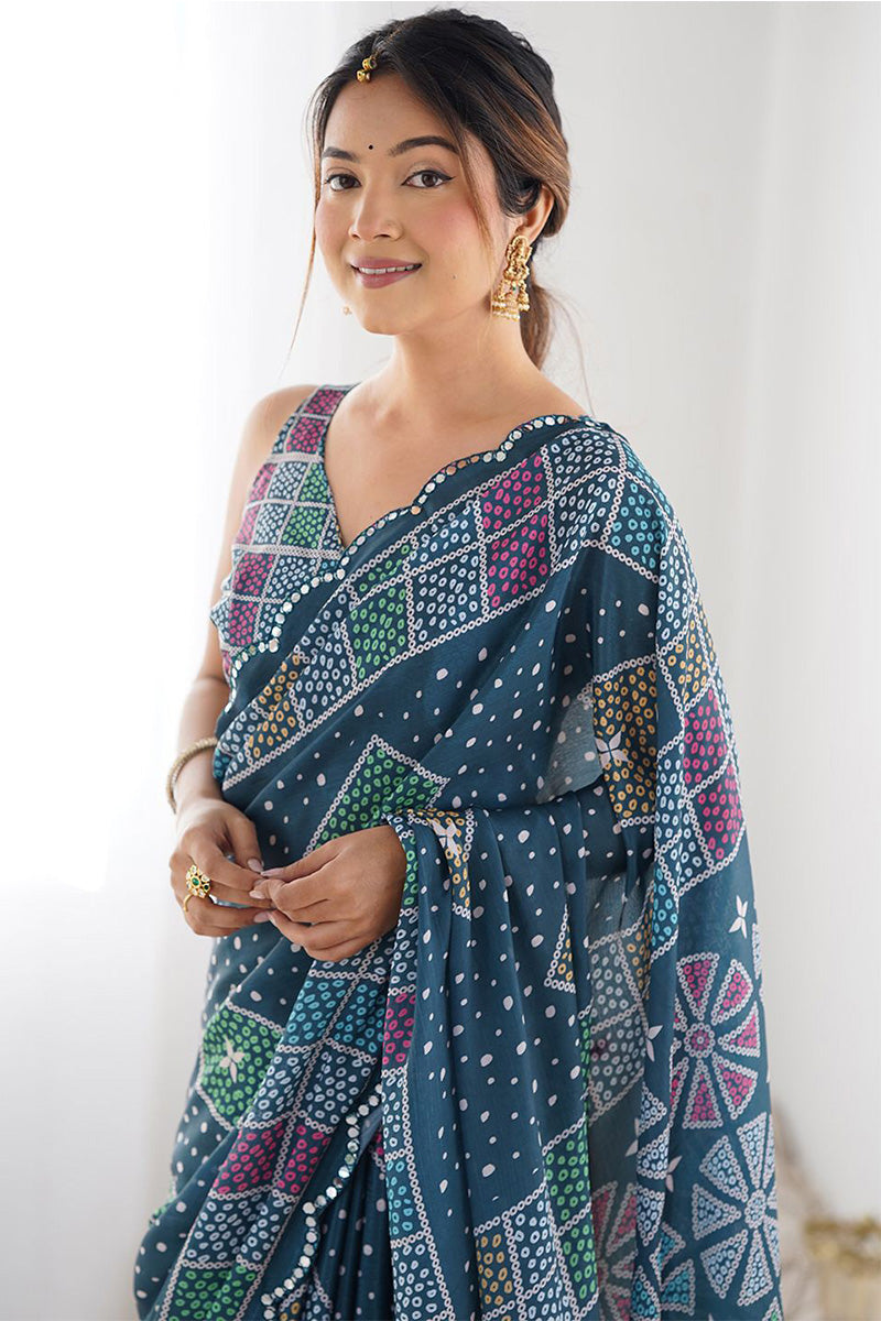 Floral Georgette Saree in Moppich | Party Wear with Blouse PR