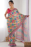 Lightweight Multi colour Floral Saree | Elegant Festive Outfit PR