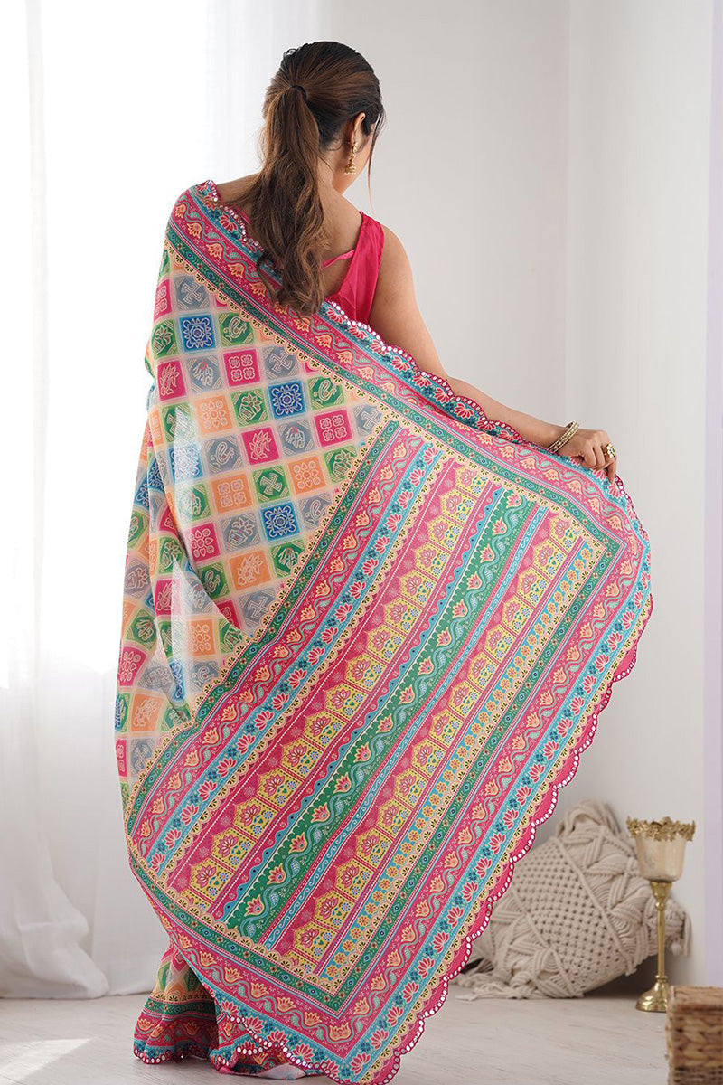 Lightweight Multi colour Floral Saree | Elegant Festive Outfit PR