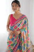 Lightweight Multi colour Floral Saree | Elegant Festive Outfit PR