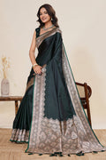 Graceful Teal-Coloured Banarasi Silk Saree with Gold Zari Highlights PR
