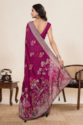 Elegant Purple Silk Embroidered Saree with Traditional Motifs PR