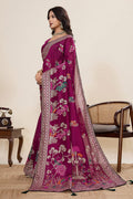 Elegant Purple Silk Embroidered Saree with Traditional Motifs PR