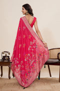 Traditional Indian Cotton Saree – Red with Foil Print PR