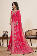 Traditional Indian Cotton Saree – Red with Foil Print PR