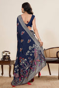 Traditional Cotton Saree – Blue Color with Detailed Print work PR