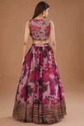 Elegant Floral Embroidered Mauve Lehenga Set PR